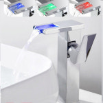 LED 스마트 워터랩 수온변화 케일리스 세면분폭포 수도꼭지 화장실 스탠드 위 대야 : 원사이클50