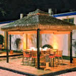 그늘막 공원 모기장 텐트 차양막 야외 마당 우막 펜션 사각정자 야외행사 초가천막 : 원사이클50