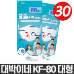 대박이네 하이가드 황사 마스크 KF80 대형 흰색 30매 국산 숨쉬기편한 귀안아픈 마스크 : 툭아트