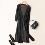 여성 여름용 흰색 콜 칠부 핑크 가디건 얇은 롱 카디건 : W위드웍스