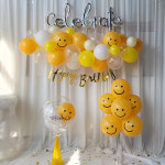 유칼립투스 풍선 7개용스탠드 파티커튼 골드 캘리그라피 골드 생일 세트 : 연지마켓19