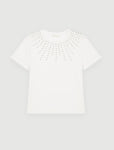 마쥬 여성 라인스톤 티셔츠 여자 라운드넥 큐빅 오가닉 코튼 반팔 티셔츠 탑 화이트 : UniversalStore