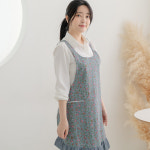 데코에버 팬지 플라워 린넨 앞치마 꽃무늬 방수앞치마 H형 : 데코에버