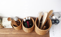 라탄 원형 다용도통 3P set 연필꽂이 수저통 조리도구 보관함 : 아기자기 스토어