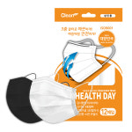 크린테크 12헬스데이 국산 마스크 성인용 12매입 (흰색/검정색/파란색/검정&회색) : 지에이헬스케어