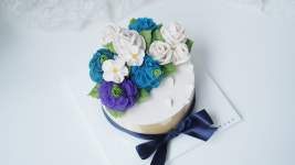 앙금플라워떡케이크  쁘띠로즈 크레센트 1호 달떡구르미 동탄 수원 오산 생신 기념일 돌잔치 환갑 칠순 팔순 떡케익 : 고급수제 앙금플라워떡케이크