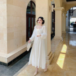 데일리 휴양지st 브라덜샤워 신혼여행 스냅 촬영 긴팔 스트랩 롱 리본 원피스 : 네코하나