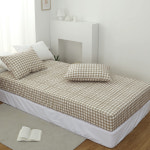 우디체크 누빔 매트리스커버 국산 사계절 먼지없는 S 싱글 베이지 4면밴딩 : 웰베딩