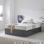 고급 노헤드 퀸 사이즈 헤드리스 2인용 높은 평상형 프레임 호텔 안방 저상 매트리스 협탁 무헤드 2단 3단 서랍 벙커형 수납 침대 Q : 위드 오브젝트