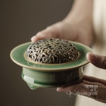 [다도 다구 청자향로] 예향원 경덕진 월요청자 순동덮개 삼족 향로 E-9228 : 예향원