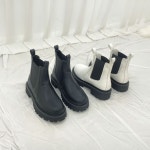 [모브딜라잇shoe] 밴딩 통굽 앵클 첼시부츠 4cm (블랙 화이트) g1118 : 모브딜라잇