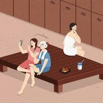 사우나 찜찔방 숯가마 목욕탕 식혜 불가마 온천 한국문화 파르텔 벽지 시트지 롤스크린 : 으뜸데코