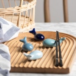 도자기 고래 식탁 식기 수저 젓가락 티스푼 포크 받침 거치대 4컬러 : 따따스초이스