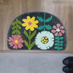 꽃 북유럽 감성 디자인 현관 욕실 화장실 주방 키친 사무실 방문 도톰한 깔개 러그 일러스트 푹신한 플라워 자수 극세사 패브릭 발매트 소 중 대형... 