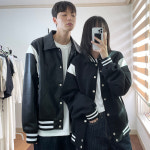 여자 커플 오버핏 항공점퍼 봄버 스타디움 스타장 가죽 레더 야구 점퍼 자켓 : 씨티보이