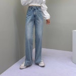 스토리 와이드 언발 오비 트임 롱 데님 팬츠 [ 무료배송] : 나쇼중