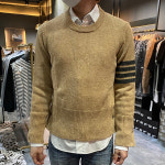 [압구정 더팩토리](당일) [THOM BROWNE] 톰브라운 사선 완장 저지 스티치 클래식 니트 스웨터 / 카멜 (MKA317A 01085 275) : 압구정 더팩토리... 