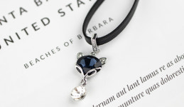 폴링 가죽 초커 목걸이 블루 펜던트 : 플래비