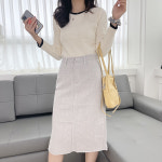 스윗 옆트임 미디 롱 데님스커트 2color 면 슬릿 빈티지 청치마 H라인 롱스커트 : planby:b 플랜바이비