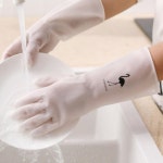 반투명 디자인 고무장갑 설겆이 설거지 청소 주방 김장 조리 식품 위생 식당 다목적 : 멜로문라이트