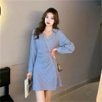 리앤킴 여성 가을 스트라이프 셔츠 미니 원피스 L472 : 리앤킴몰