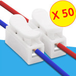 [블루핸드] 2구 전원단자 50개 전선연결 2p 커넥터 전등 : 삼오레포츠