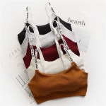 면 스포츠 브래지어 탑 요가 착용 한 사이즈 편지 스포츠 탑 체육관 조깅 등살 헬스 러닝 : 행복동산