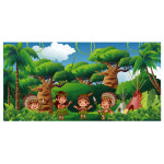 숲 무대배경현수막 어린이집행사 현수막 숲속 꼬마인디언 포토존 제작 109번 : 키즈나래디자인