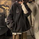 [해외] 인기신상 남성 가을겨울 오버핏 뽀글이양털 양면착용 후드 점퍼 : 샵코디