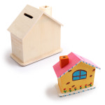나무저금통 집굴뚝 모양 동전 우드 만들기 꾸미기 그리기 어린이 저금통 : 아이디몬