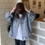 가을 2021년 신판 루즈핏 인스 긴팔 데님 숏코트녀 데님 자켓 -37357 : 부평상회