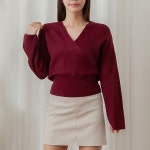 옷달라 여성 니트 가오리 랩 긴팔 스웨터 : 옷달라