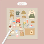 베이커리 카페 아이패드 굿노트 스티커 다이어리 : made by store