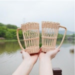 예쁜컵홀더 라탄 손잡이 컵홀더 감성 인테리어 컵커버 컵받침 : 온.쇼핑