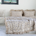 고급 부드러운 30수 워싱 광목 나염 플라워패턴 100% 수지 광목 슈퍼싱글 퀸 차렵이불 : 쿠에뜨