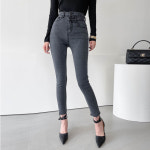 (오늘출발)XS-1 블랙투스키니  벨트포인트 트임 다크그레이 블랙데님 슬림 스키니 : 마이쏭