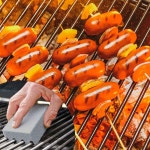 바베큐 청소 벽돌 그릴 바베큐 걸레 블록 브러시 제거 그릴 주방 액세서리 도구 정원 철 바베큐 요리 : 모아모아95