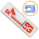 sk텔레콤 5G 통신사 로고 재봉식 자수 명찰 디자인 제작 회사 기업 엠블럼 만들기 자수 이름표 : 이엠비코리아