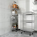 슬림 모던 선반 스텐 미드센츄리 3단 이동식 트롤리 미드센추리 냉장고 틈새 초소형 스테인 : 더스위트