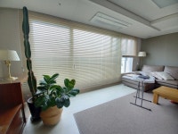 블루벨라 라운드 화이트 우드블라인드 향균 오동나무 원목 버티컬 : 블루벨라