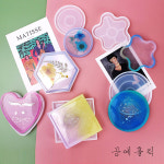 5종 코스터 몰드 : 레진공예 레진몰드 실리콘몰드 티코스터몰드 트레이몰드 석고방향제몰드 컵받침몰드 원형코스터 육각코스터 사각코스터... 