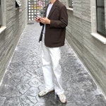 Pure White Denim PT,남자 화이트 와이드 데님진 팬츠 크림진 백바지 : 프롬투미
