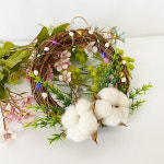 목화 자연 리스 만들기 1인세트 LED전선포함  DIY 겨울인테리어 크리스마스 벽장식 가랜드 오너먼트 LED포함 (토단) : 오피스스쿨