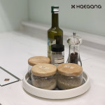 주방 양념통 회전 트레이 다용도 선반 소스 양념 통 정리 쟁반 싱크대 수납 영양제 화장품 : 아이디어라떼