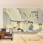 신윤복 동양화 벽지 주유청강 풍속화 그림 벽지  뮤럴 포인트 전통민화 200432-B : 풍경디자인월