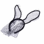 여자 HAIRBANDS 레이스 토끼 귀 베일 블랙 아이 마스크 할로윈 파티 모자를 쓰고 있죠 헤어 액세서리 1 PC : 이유트렌드
