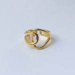 925 실버 꼬임 매듭 반지 웨이브 오픈링 (골드) : bolla