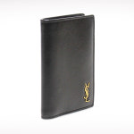 [중고명품 미스터문] Saint Laurent(생로랑) 607679 블랙 카프스킨 금장 로고 폴드 카드 지갑 [중고명품매입] : MISTER MOON