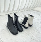 [모브딜라잇shoe] 스퀘어 밴딩 웨지힐 앵클부츠 (블랙 화이트) g1128 : 모브딜라잇