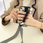 하운드체크 하프 트위드 명품 진주스트랩 케이스 갤럭시 Z플립 1 2 : 바비니크